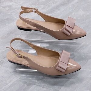 Elegant Nude Slingback Flats with Bow